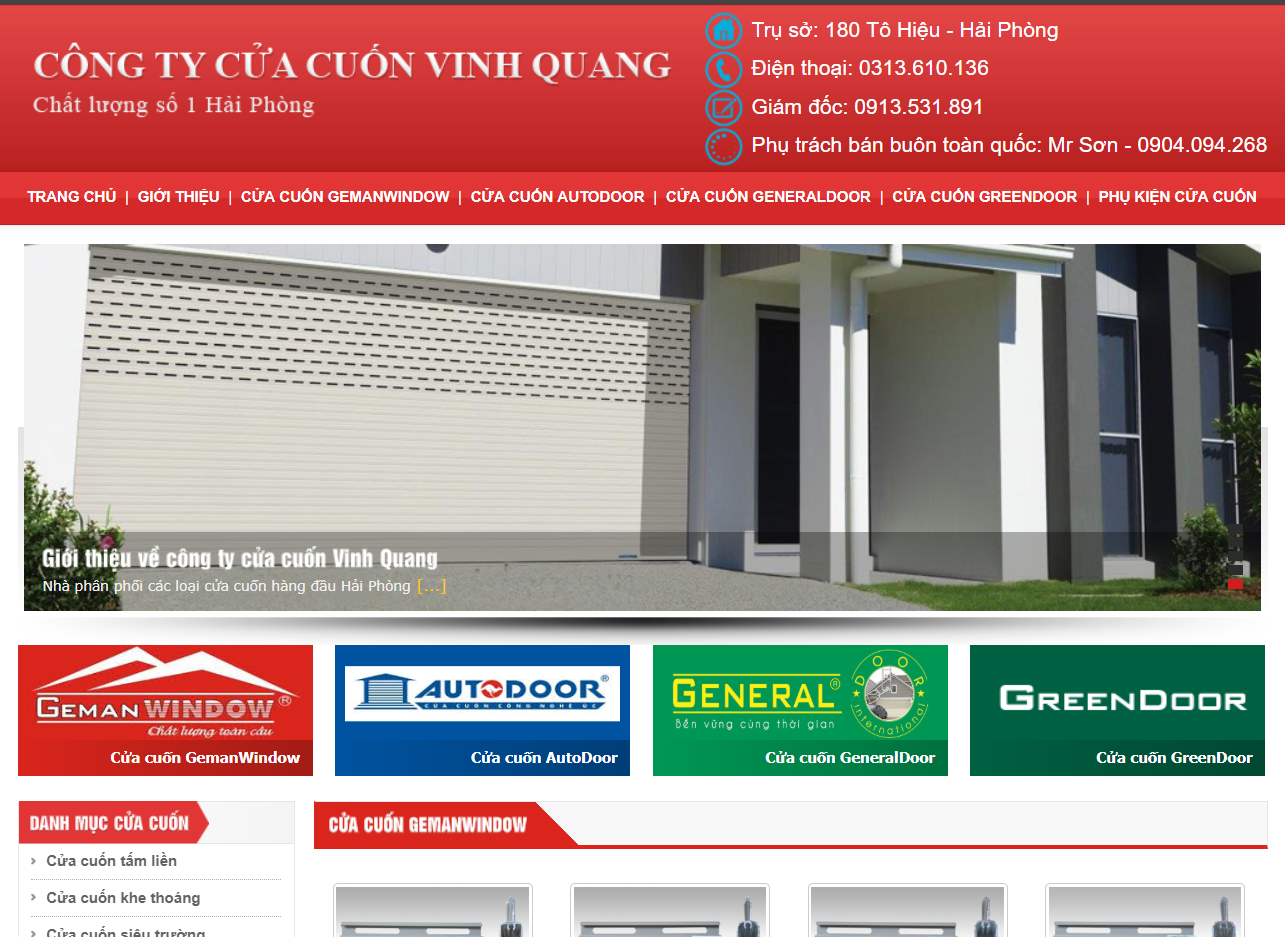 Thiết kế web cửa cuốn Vinh Quang